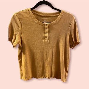 mustard yellow ribbed tee